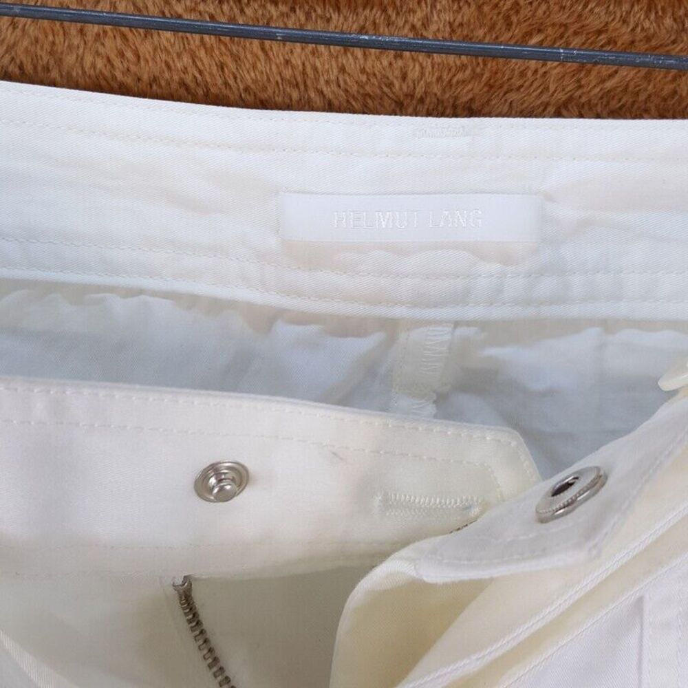 HELMUT LANG Womens Pants Size 10 White Tapered Crop Belted Zippers FLIGHT $540 - Picture 6 of 12